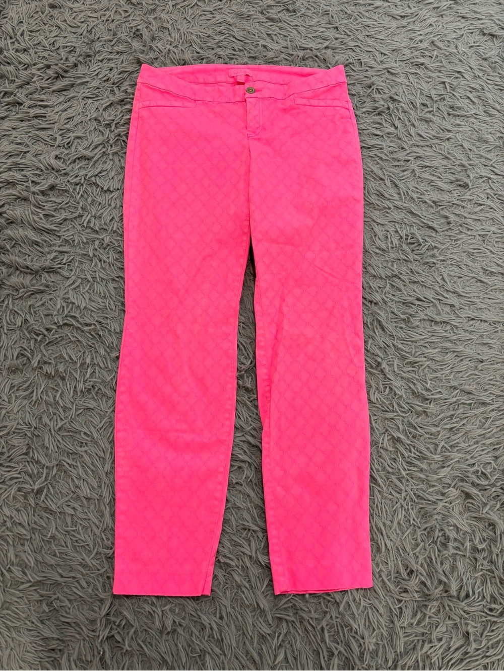 Lilly Pulitzer Kelly Skinny Ankle Pants Women’s 8 Pink Textured Jacquard Preppy